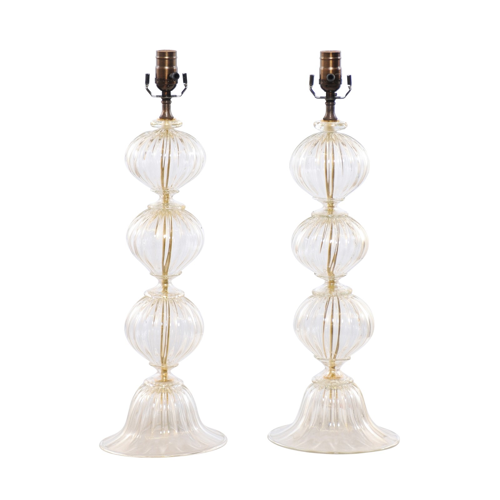 Pair Venetian Murano Glass Table Lamps 