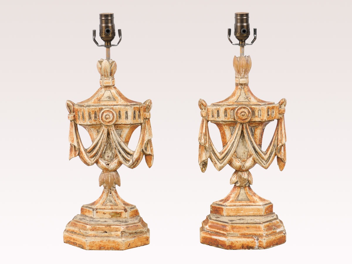 Italian Table Lamps, Urn Motifs