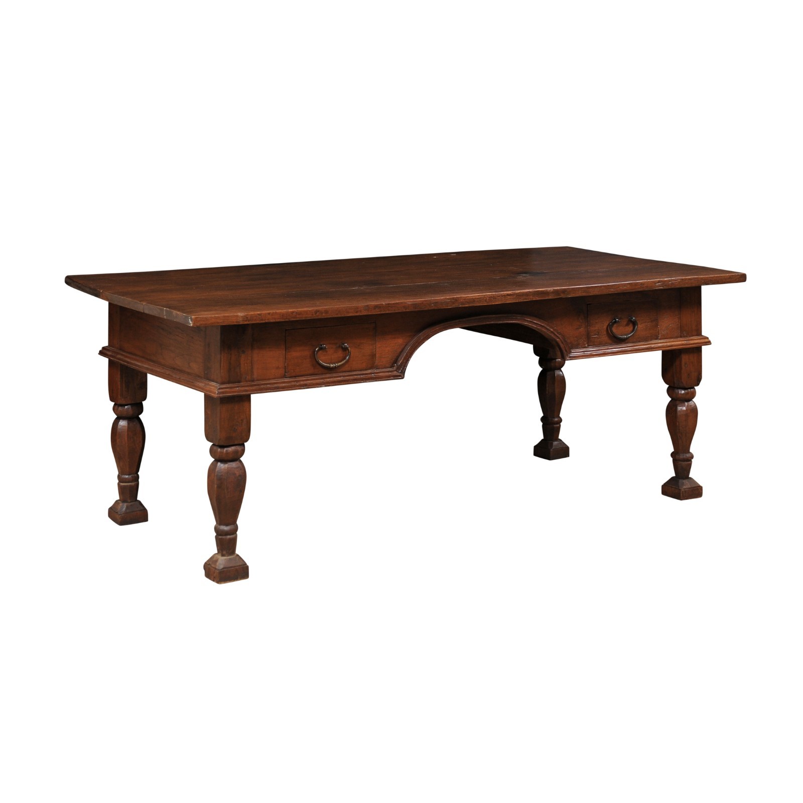 Generous-Size Desk w/ Baluster Carved Legs