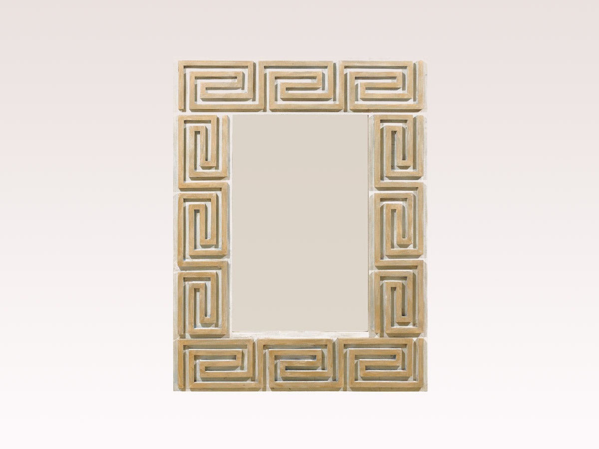 A Greek Key Painted Wood Mirror