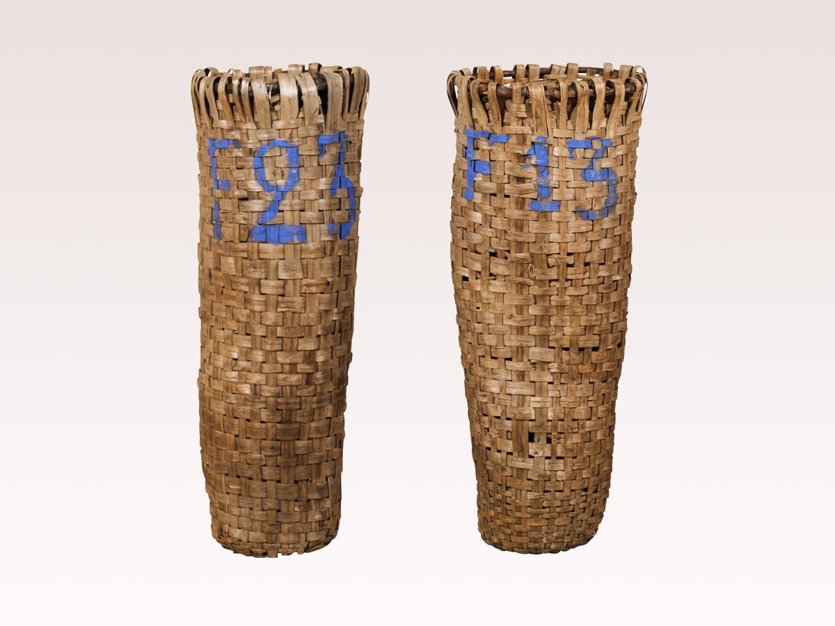 Pair of Tall, Split Wood Baskets