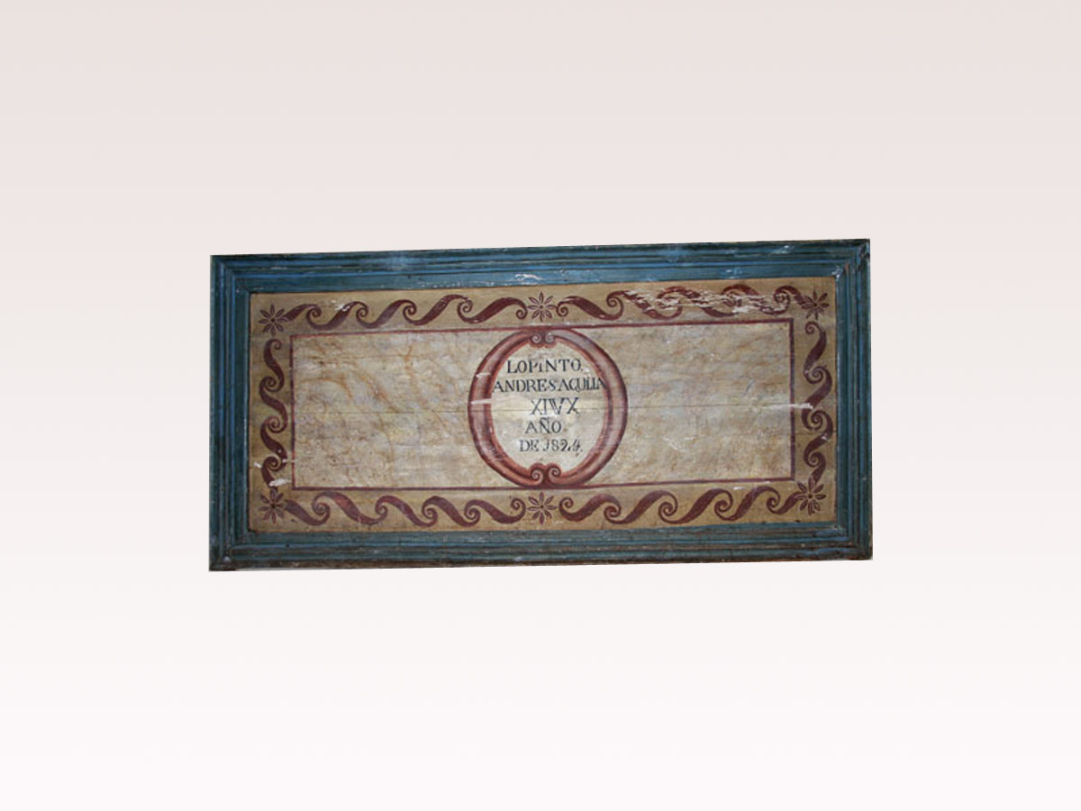 Spanish 19th C. Painted Wood Plaque