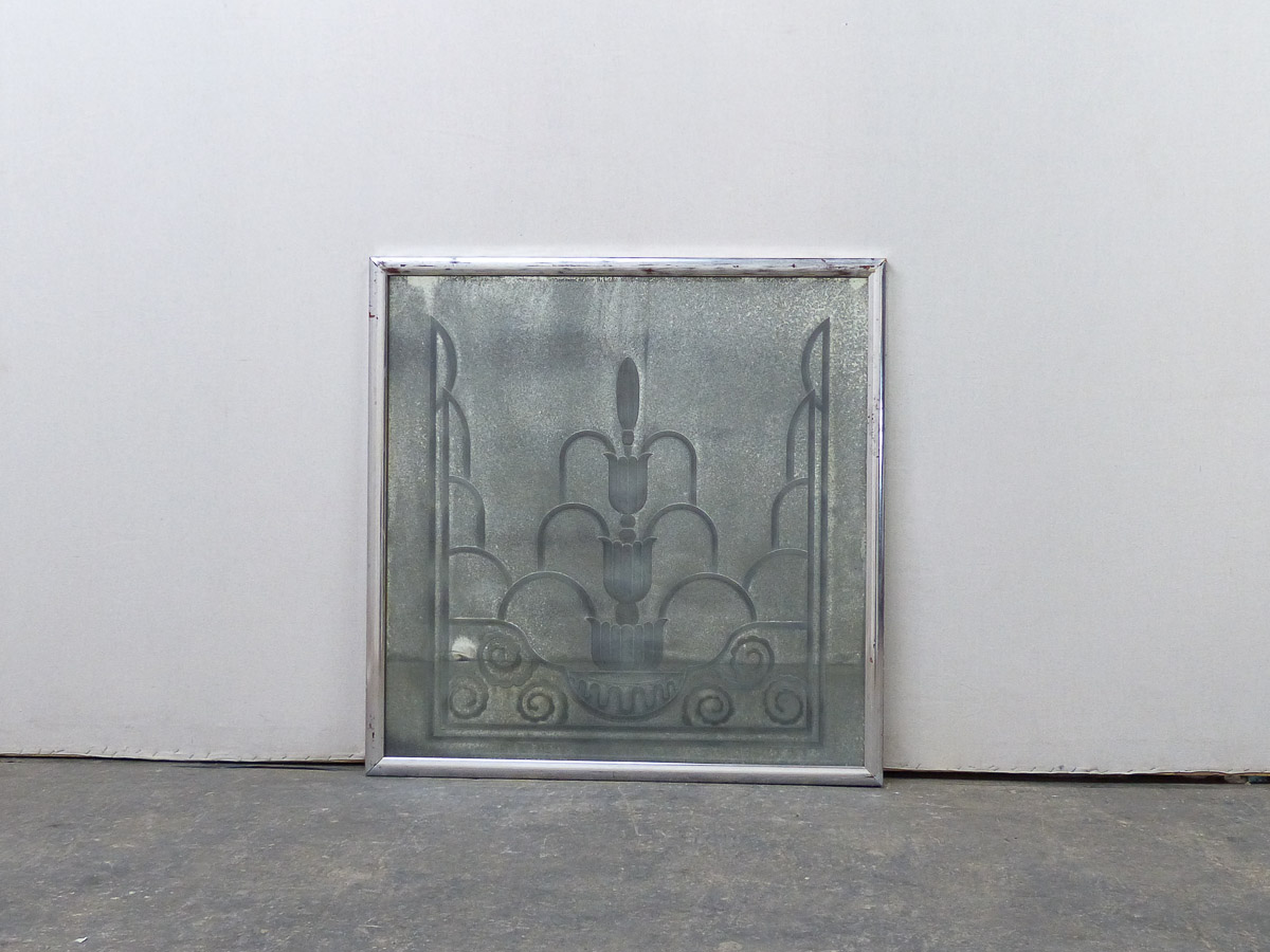 38" Square Art Deco Etched Mirror