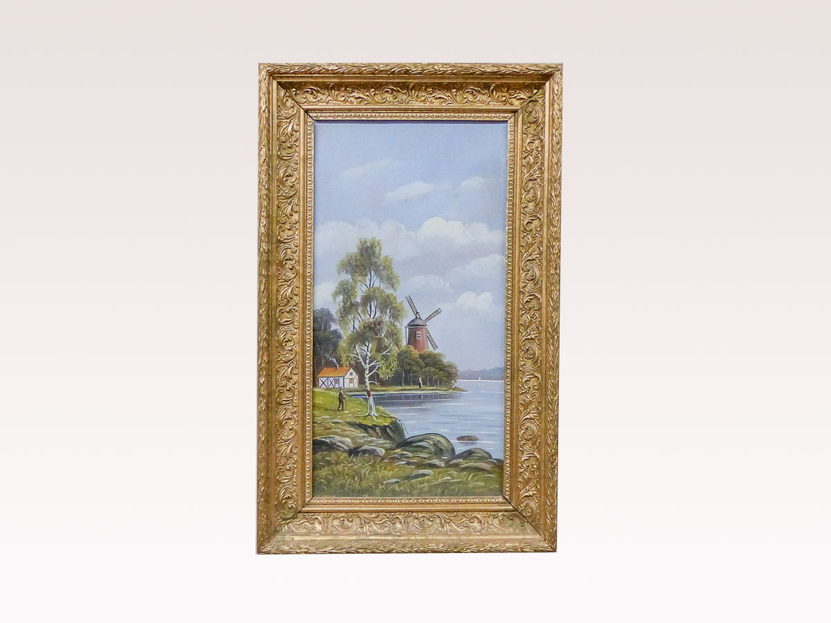 Swedish Landscape Painting in Gilt Frame