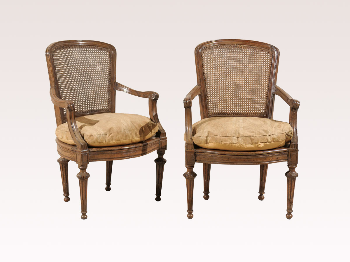 18th C. Italian Armchairs w/Cane Back/Seats