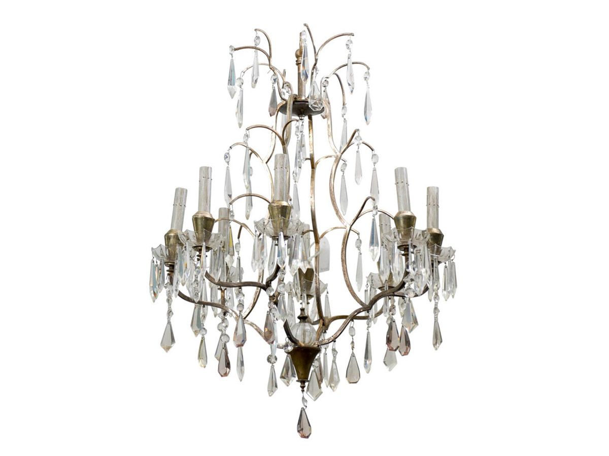 Swedish 8-Light Brass Chandelier