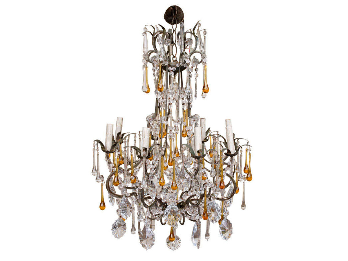 Crystal Chandelier, Yellow Drops