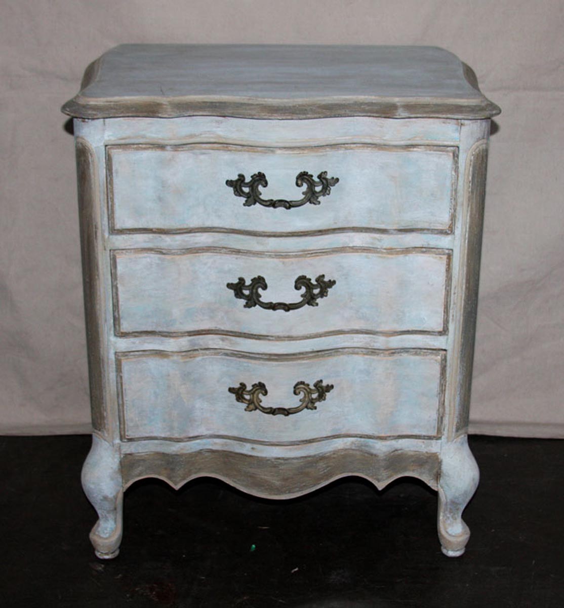 Petite Painted & Carved Wood Side Chest