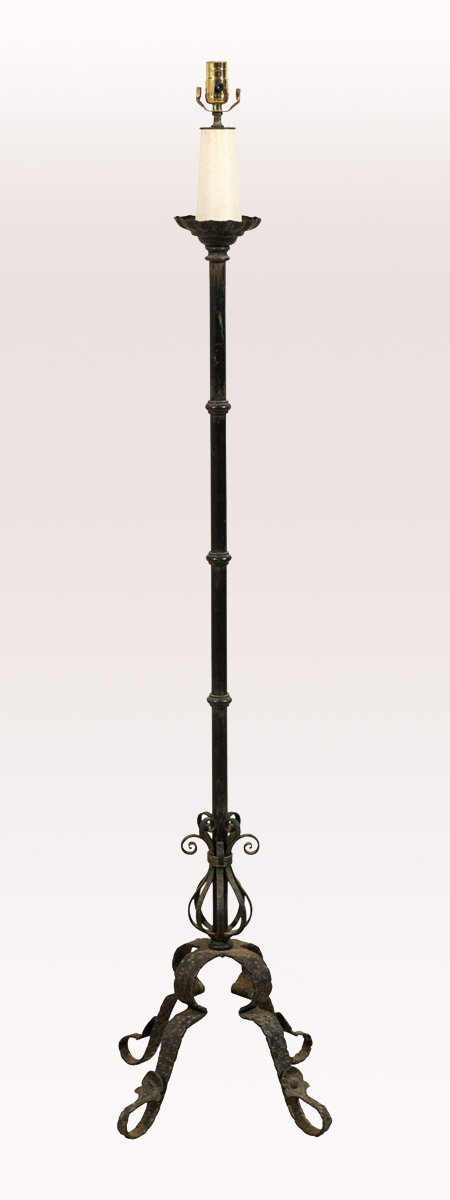 Wrought Iron Column Floor Lamp, Mid 20th C.