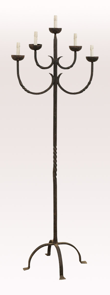 French 5-Light Iron Candelabra Floor Lamp