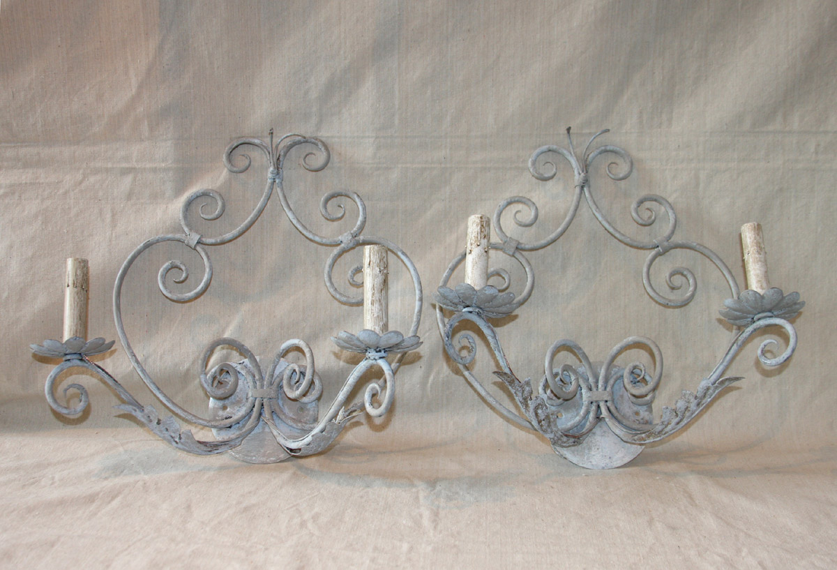 Pair French Scrolling Motif Sconces