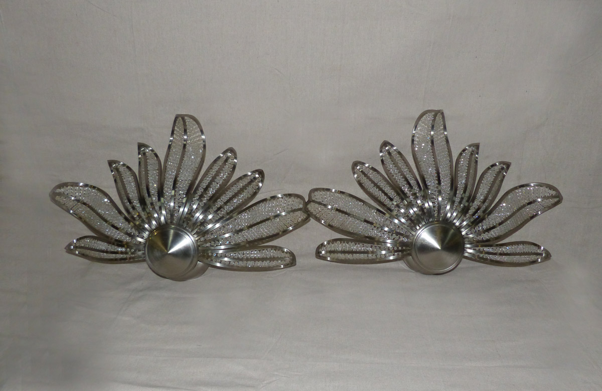 Pair Modern Style Fanned Sconces, Wired