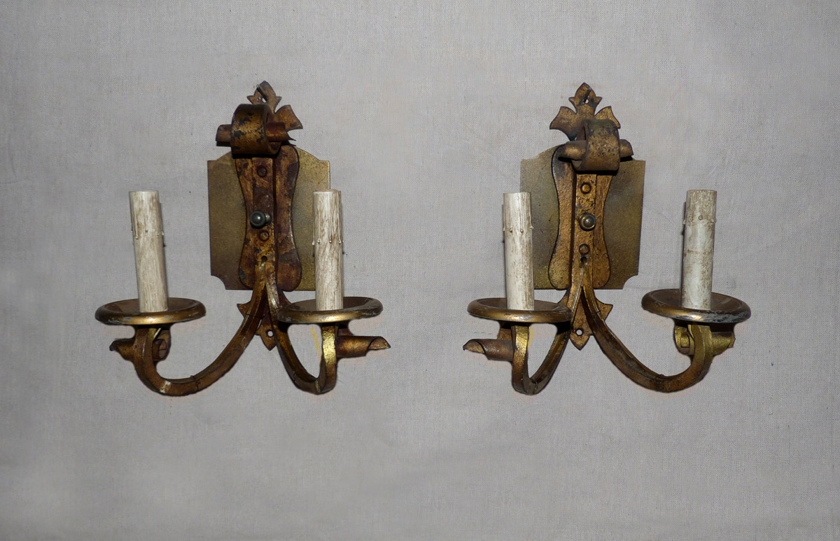 Pair of French Gilded Sconces