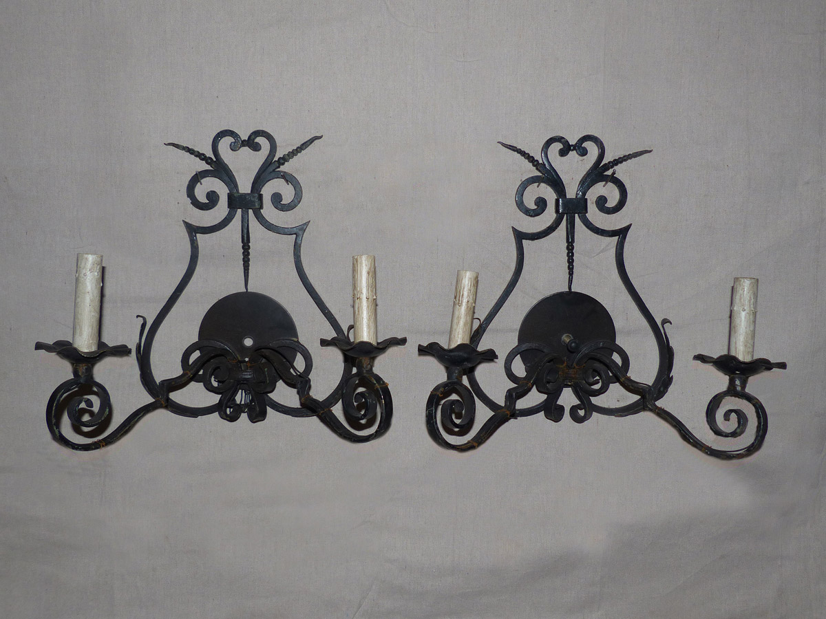 French Pair Iron Sconces