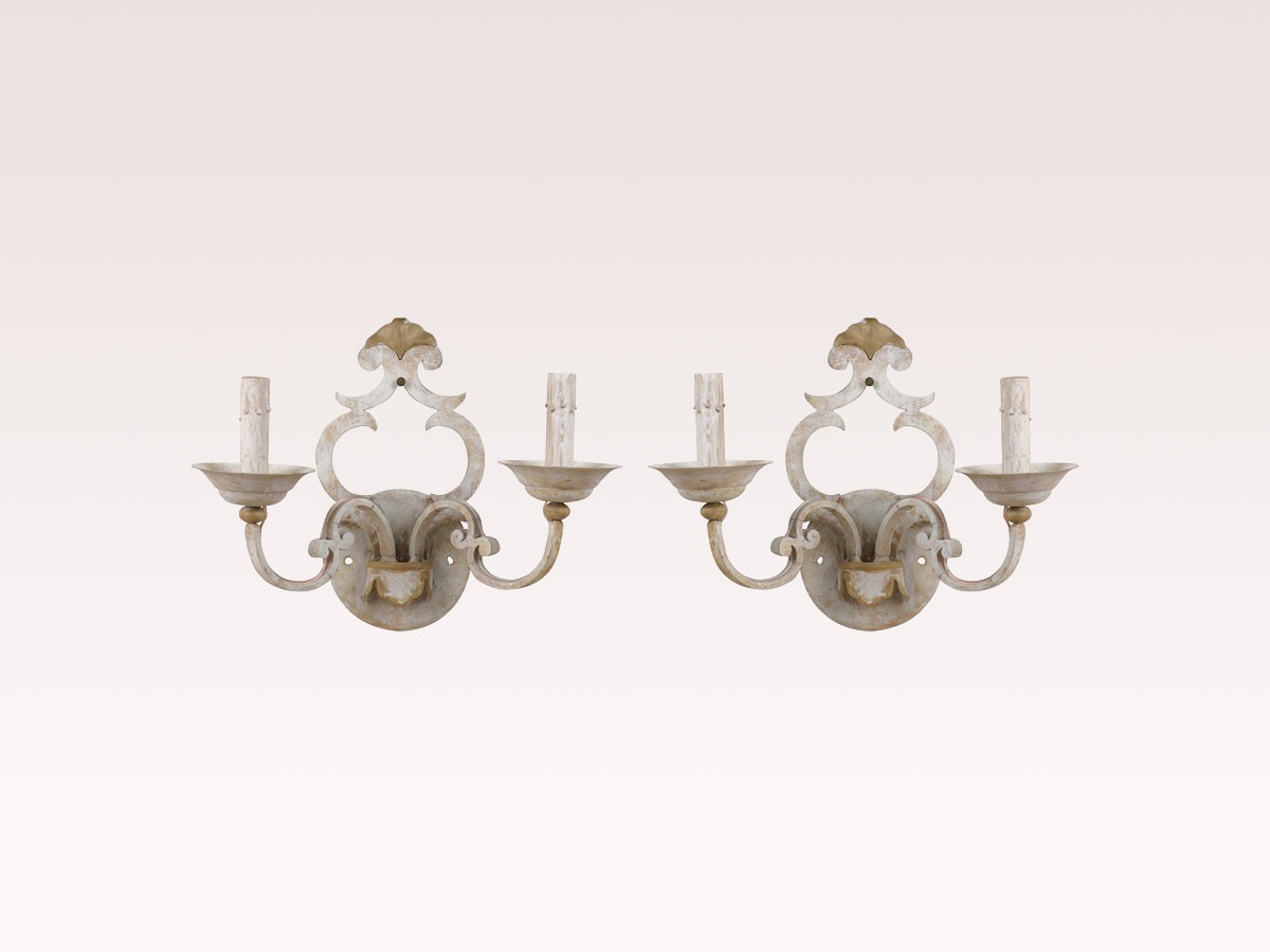 Pair of Two-Light Metal Sconces