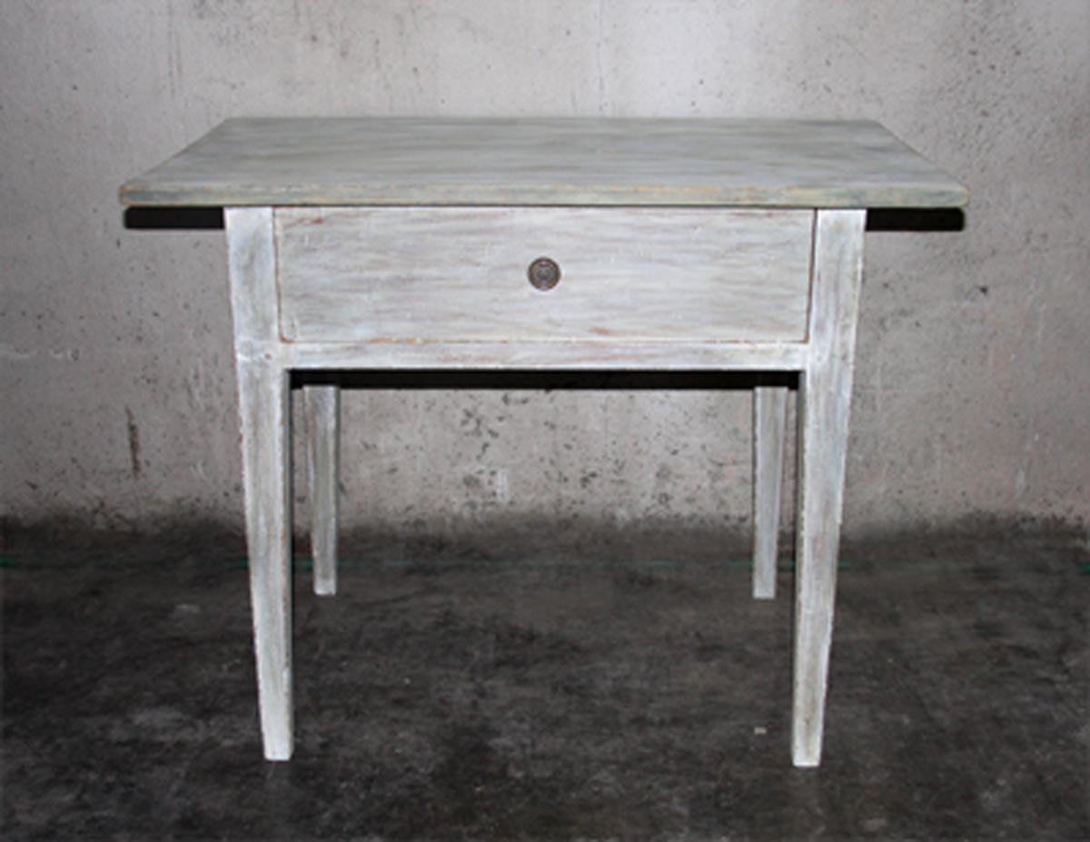 19th C. Swedish Painted Table w/Drawer