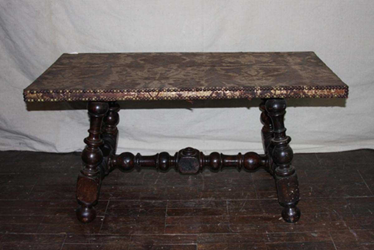 Spanish Tooled Leather Top Coffee Table