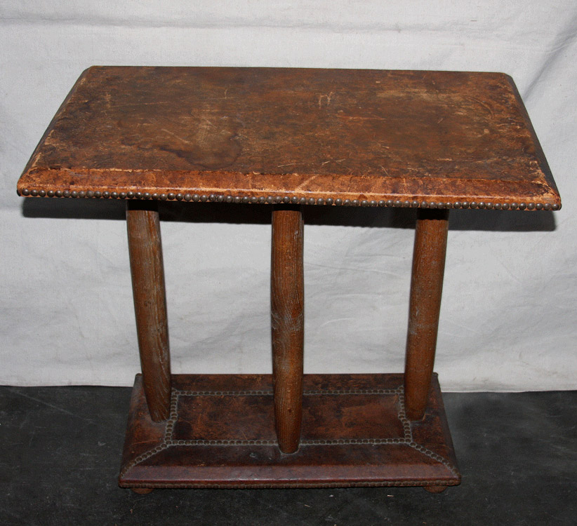 French Leather & Nail-head Trim Table