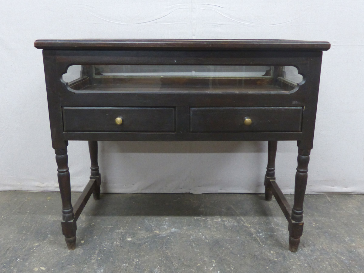 Dark Wood Display Top Table w/Drawers