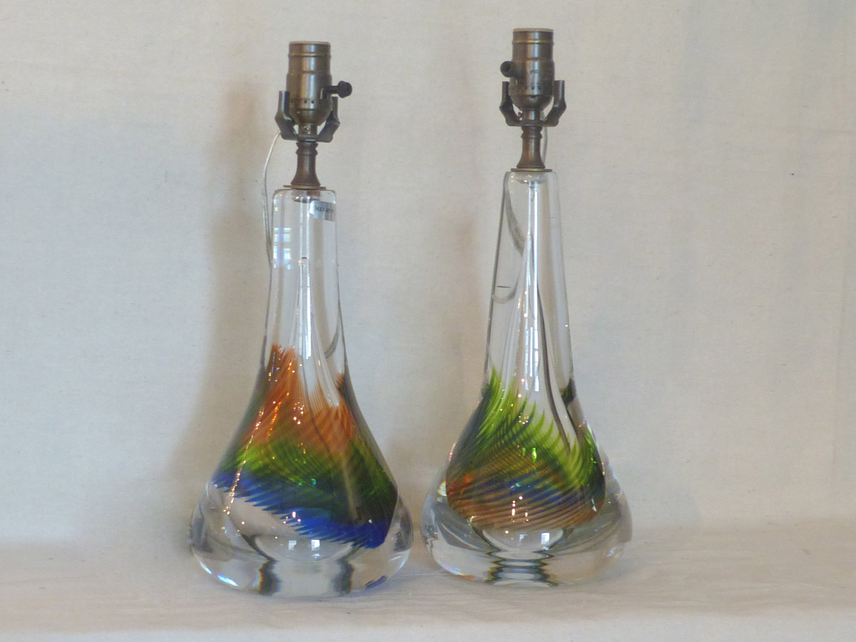 A Near Pair of Swedish Glass Table Lamps