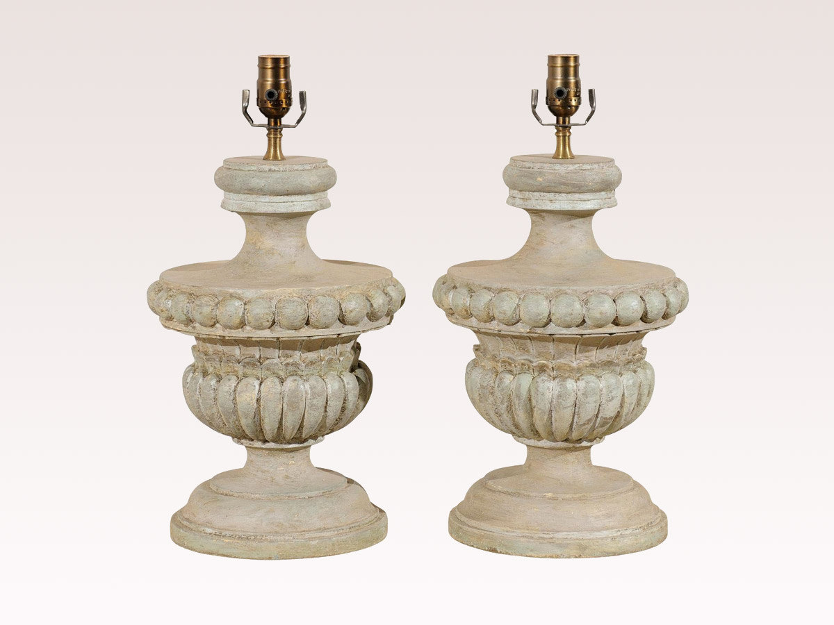 A Pair of Hand Carved Table Lamps