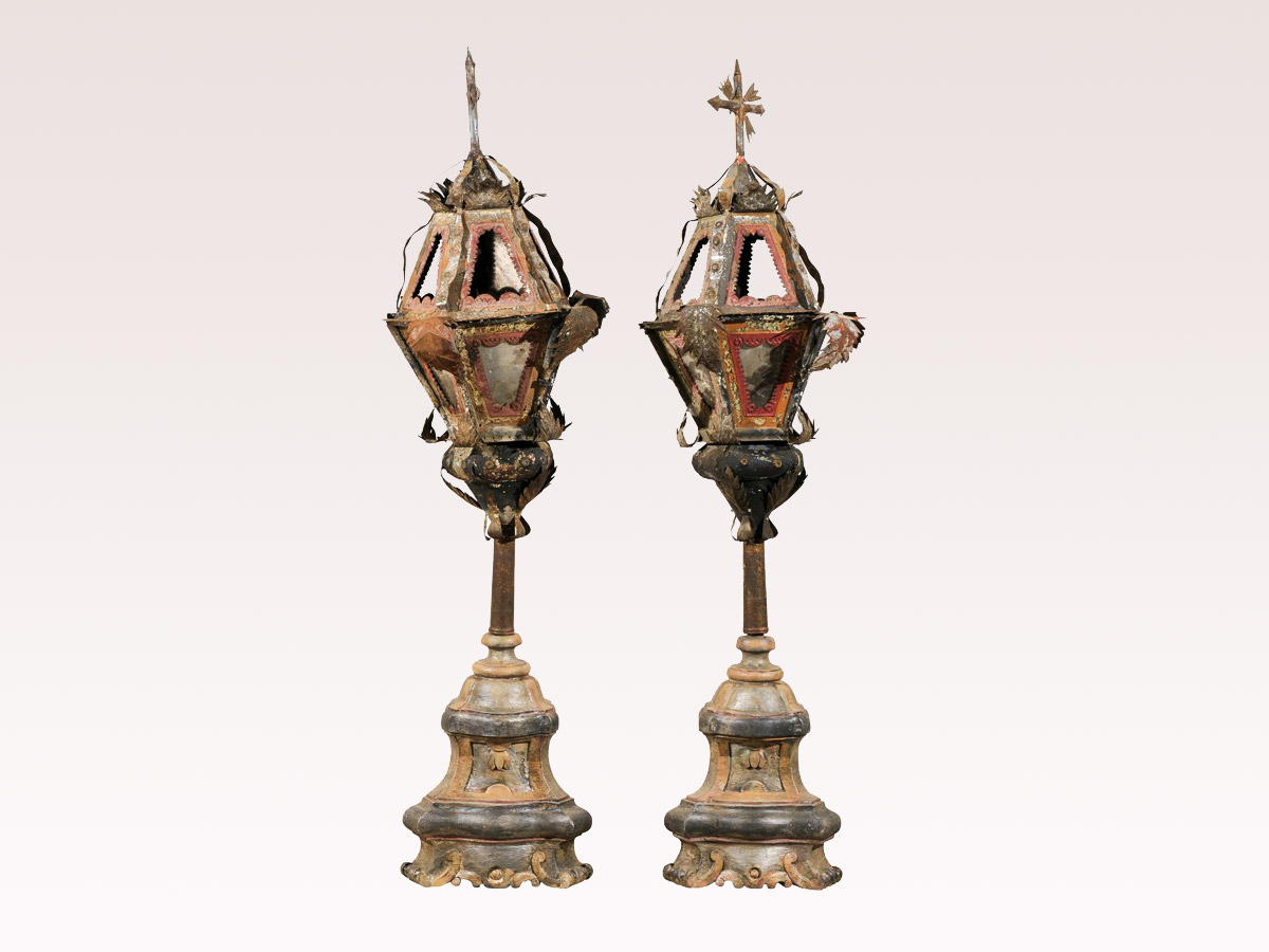 19th C. Italian Metal Table Lamps